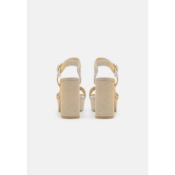 NEW XTI women's heeled platform sandals in gold - Picture 4 of 7